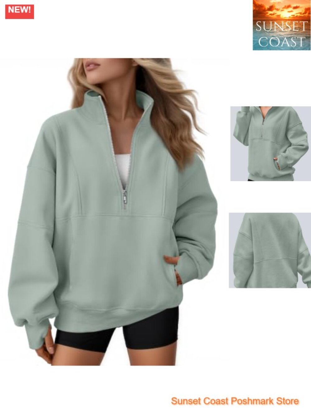 Oversized Quarter Zip Fleece Sweatshirt Mock Neck Pullover